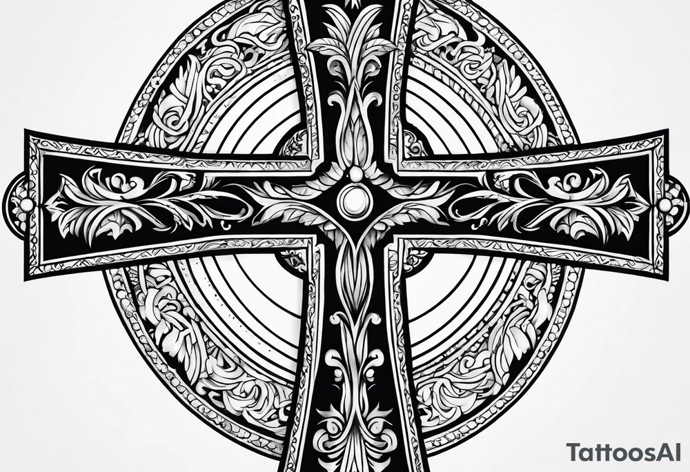 simple religious cross, man of the family tattoo idea