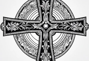 simple religious cross, man of the family tattoo idea