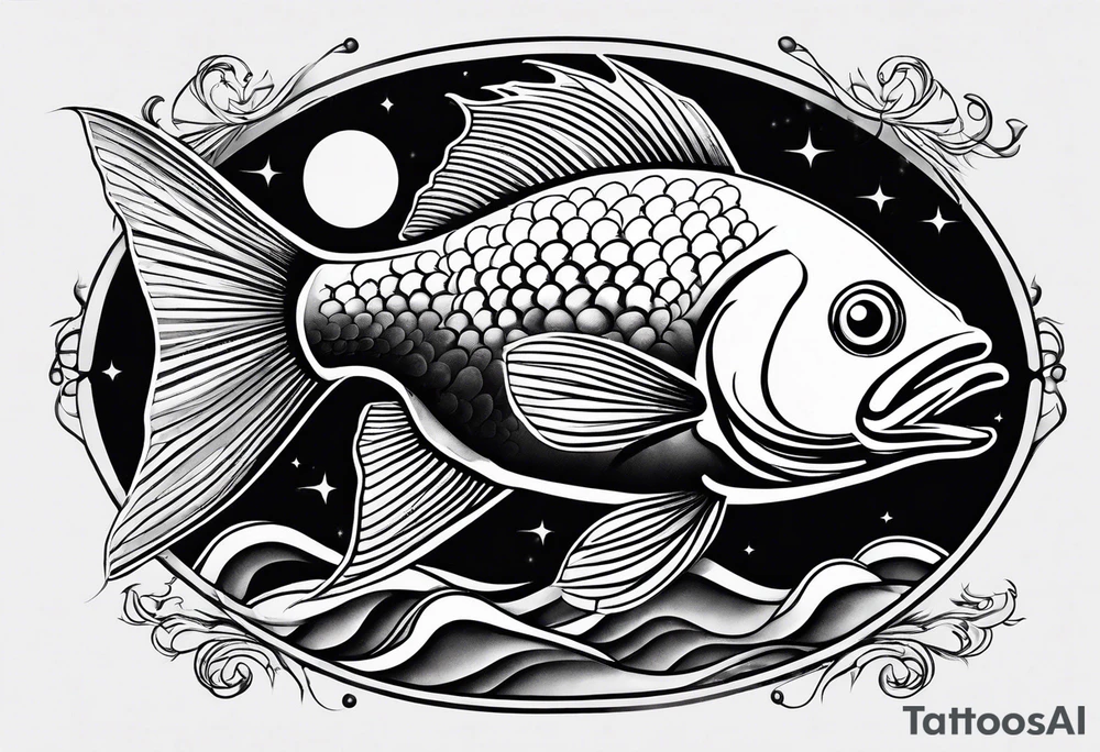 Fish with moon tattoo idea