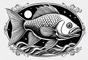 Fish with moon tattoo idea