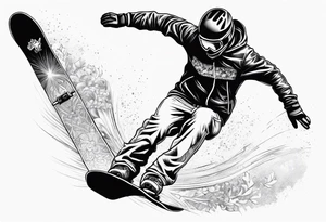 snowboarder hitting a rail of a broken humerus bone tattoo idea