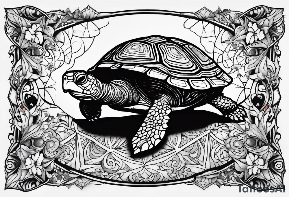 psychedelic turte, from the top, cute tattoo idea