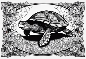 psychedelic turte, from the top, cute tattoo idea