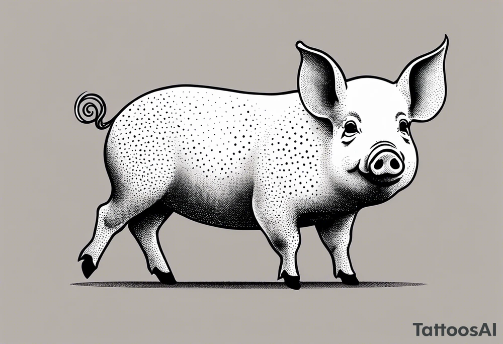 cute pig or piglet.
with text: "friends not food" 

only very thin lines. no shading. black and white only. simple outline only tattoo idea