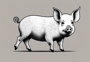 cute pig or piglet.
with text: "friends not food" 

only very thin lines. no shading. black and white only. simple outline only tattoo idea