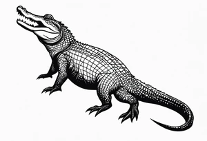 Full body alligator with tail leg top view tattoo idea