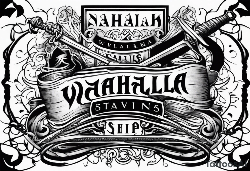 Valhalla stairs  sword chains tattoo idea