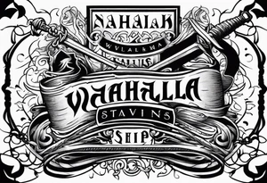 Valhalla stairs  sword chains tattoo idea