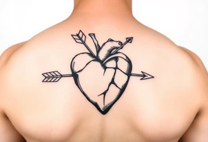 Detailed heart with an arrow inside tattoo idea