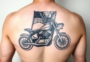 Harley Davidson sporter motorcycle with bald eagle American flag and a bass fish tattoo idea