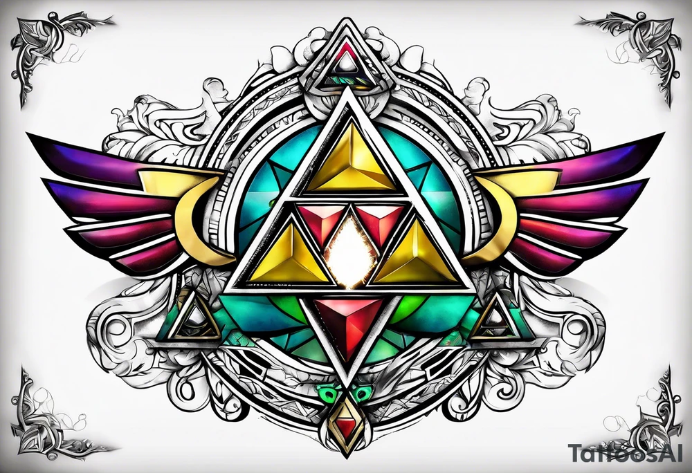 Triforce from the Zelda series highlighting courage And femininity tattoo idea