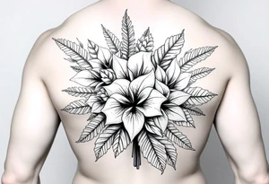 Bouquet made of birth flowers for the months of April May, June and August with exotic foliage like fern leaves and Monstera for arm sleeve
Make them more visible tattoo idea
