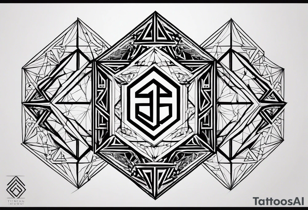 Create a design using a seven-sided polygon based on Kibbutz Be’eri’s borders. Place the Hebrew letters ב, א, ר, י inside the shape, arranged harmoniously with a geometric font, solid fills, and optional decorative patterns, ensuring legibility and aesthetic appeal. tattoo idea