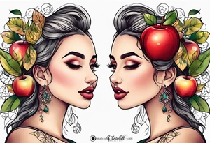 Mother/daughter tattoo around theme “apple doesn’t fall far from the tree” tattoo idea