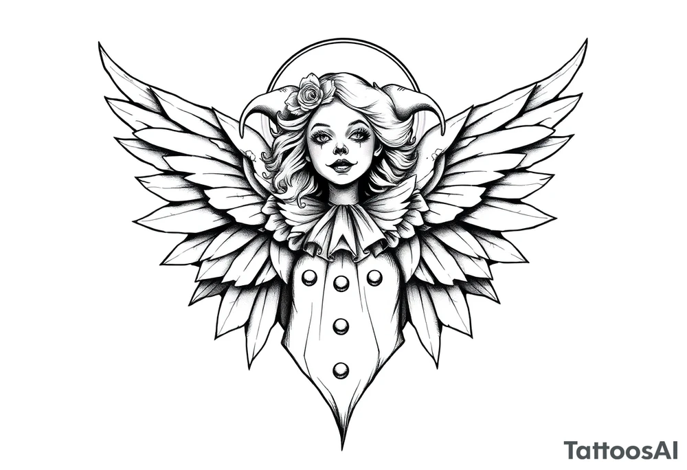Clown Girl Angelic Wings tattoo idea