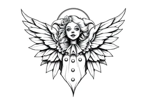 Clown Girl Angelic Wings tattoo idea