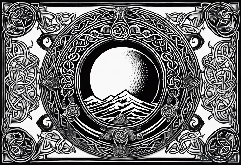 Moon, celtic symbol, hydrangia tattoo idea