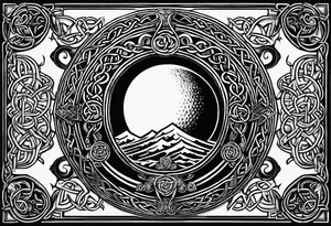 Moon, celtic symbol, hydrangia tattoo idea