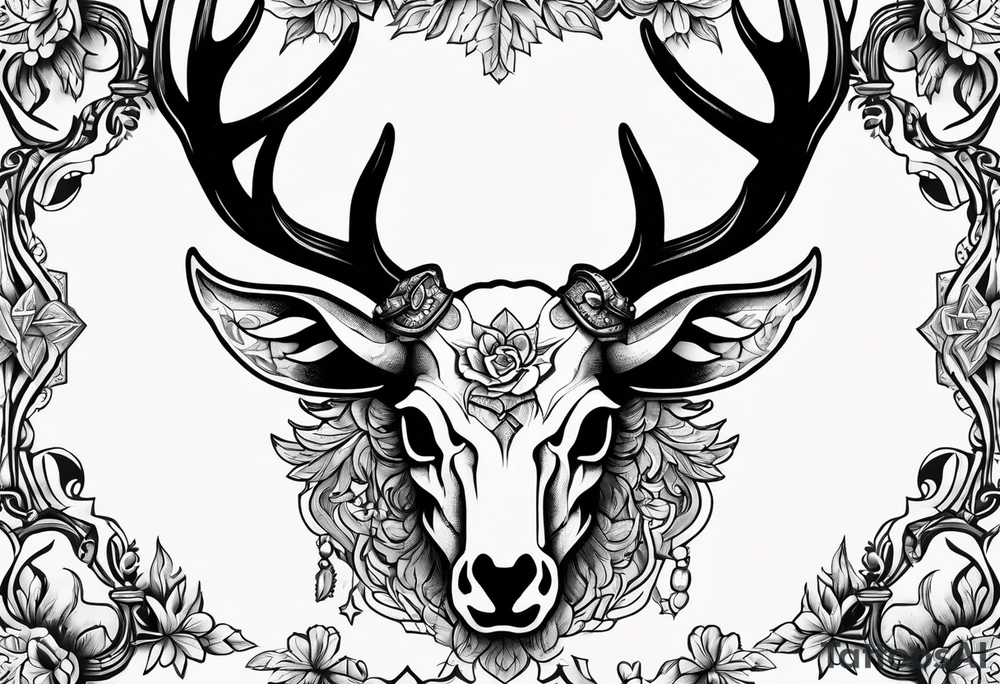 Stag skull western tattoo idea