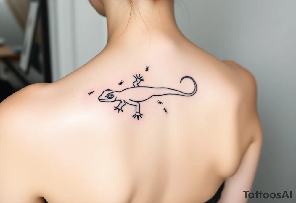 Lizard crawling with ants tattoo idea
