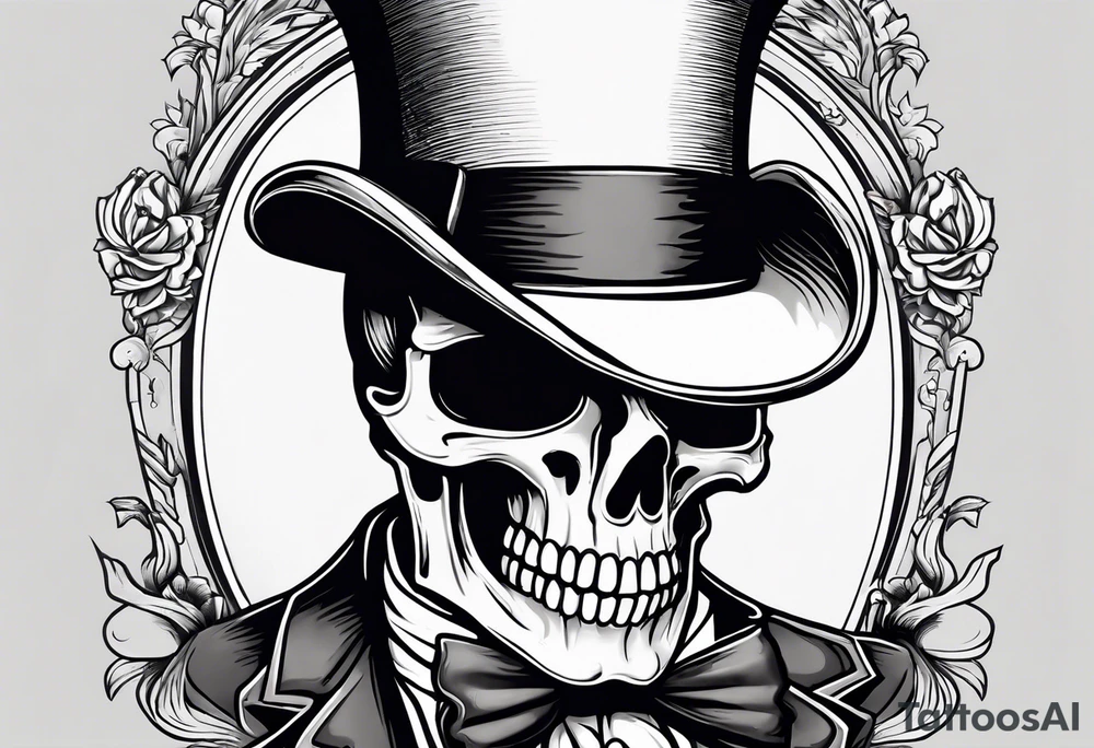 skeleton wearing a top hat holding a holy bible tattoo idea