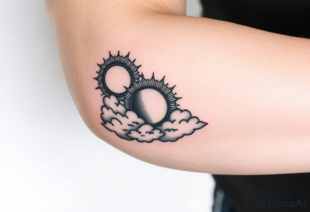 clouds sun and moon tattoo idea