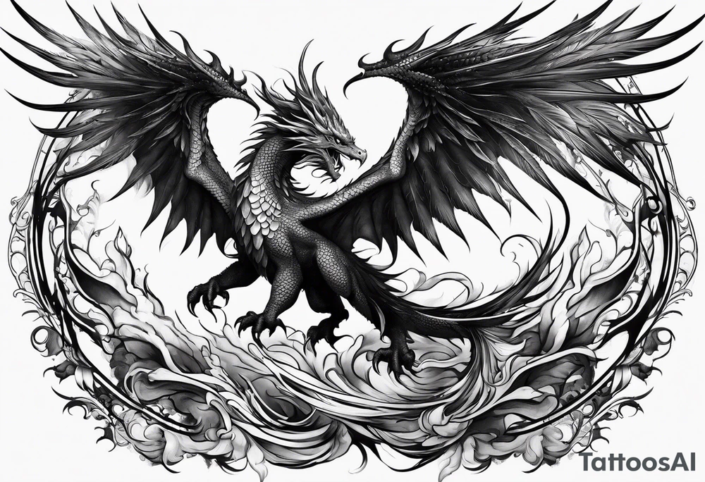 phoenix fighting dragon tattoo idea