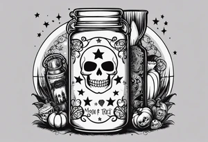 Trick or treat, 20 oz tumbler banner design, candy, minimalist, potions, brew, broom, spellbound, voodoo, cat, poly juice potion, moon, stars, sugar skull tattoo idea