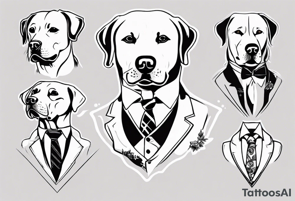 A labrador in a double breasted suit tattoo idea