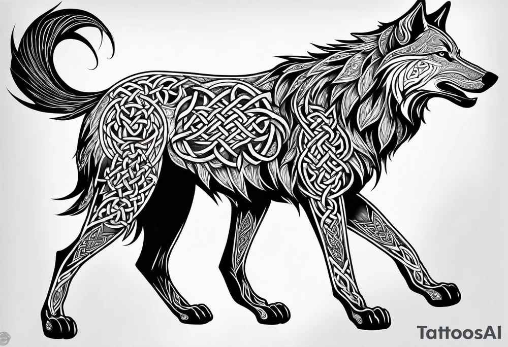 Celtic wolf tattoo idea