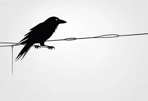 feminine tattoo crow on a wire tattoo idea