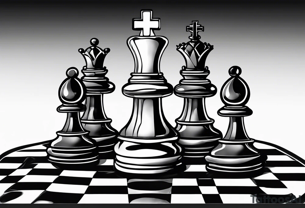 Melting Chess board in the shape of a cross tattoo idea