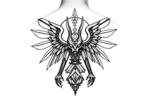 "Anubis in ufo 

Style: sacral geometry blackwork. Thigh/calf placement." tattoo idea