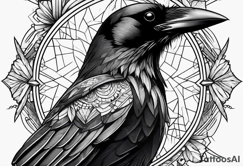 head of a crow tattoo idea