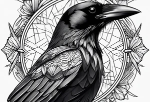 head of a crow tattoo idea