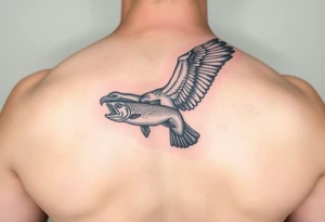 Osprey with a trout in its talons tattoo idea