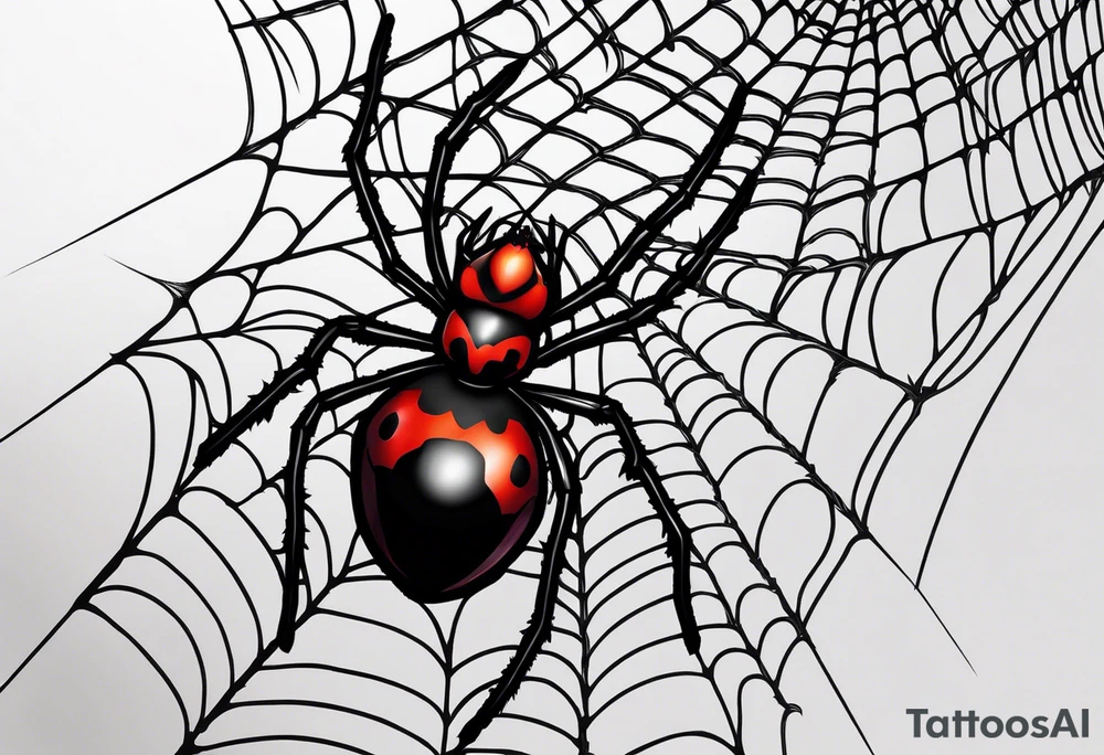 Spider web with black widow on the side tattoo idea