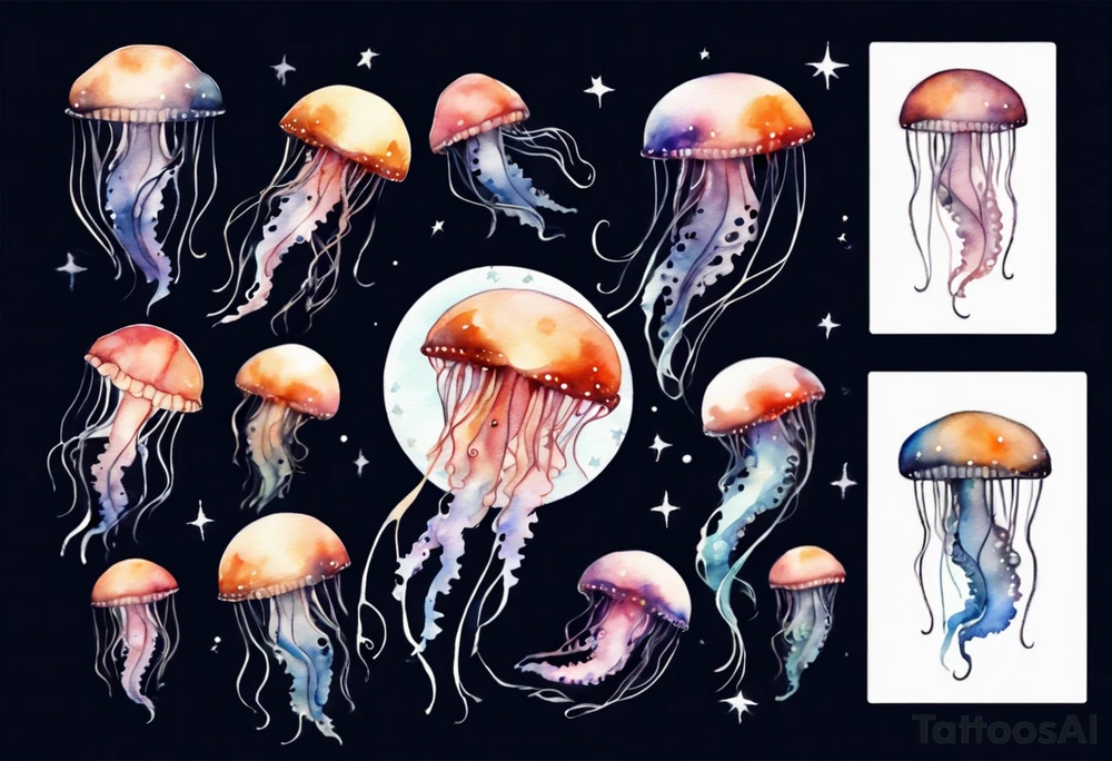 1 jellyfish going up into the moon tattoo idea