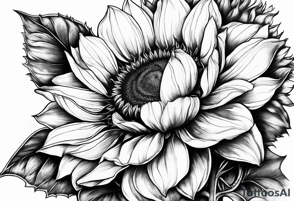 Sunflower, book, flower rose  bleu tattoo idea