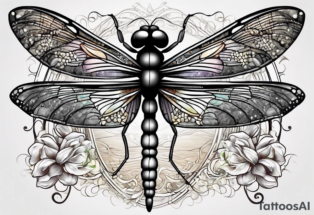 Barcode with dragonfly above tattoo idea