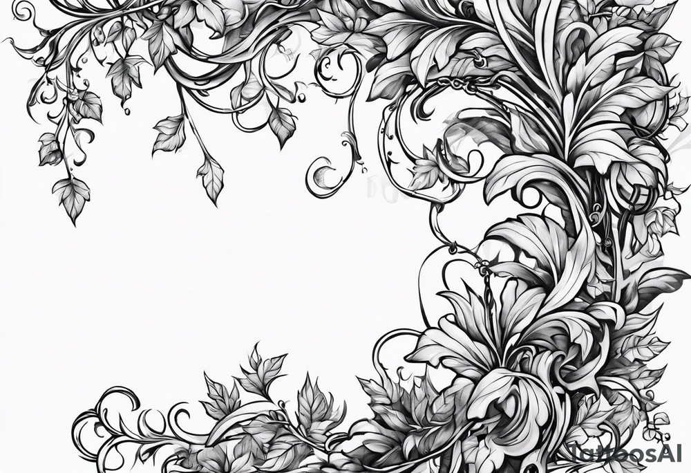 Leafy vines with chain tattoo idea
