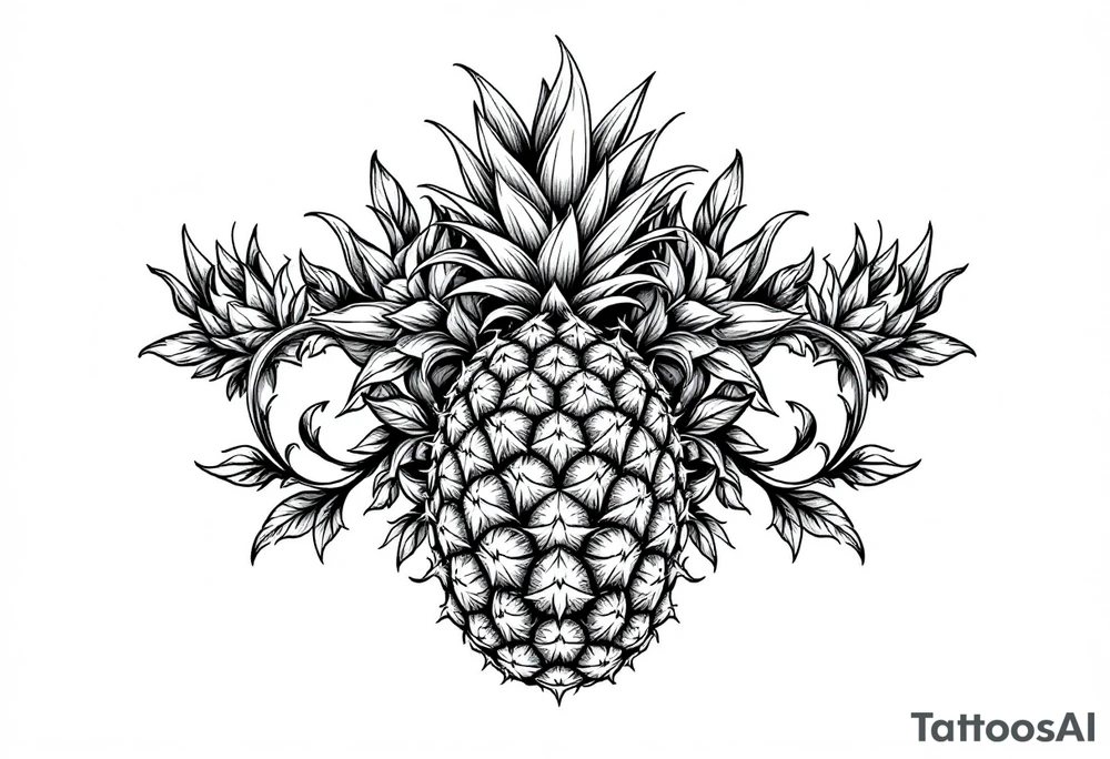 Crown pineapple vagina tattoo idea