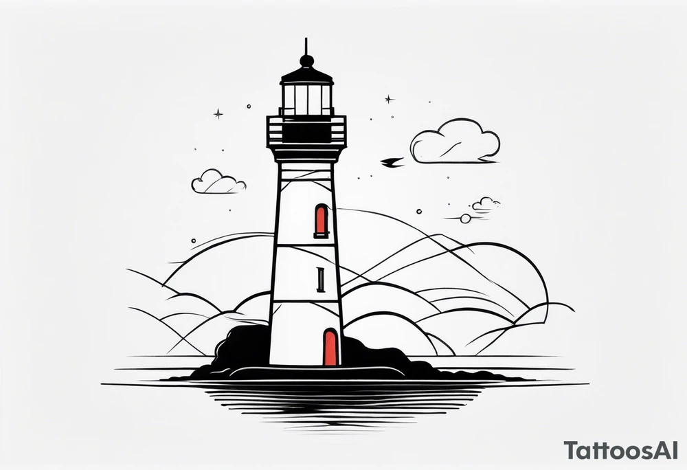 lighthouse fine line that seems like a draft tattoo idea