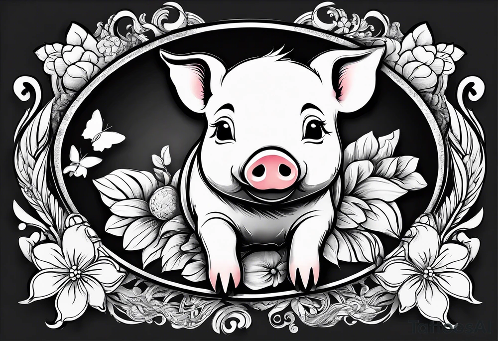 cute piglet.
with text: "friends not food" tattoo idea
