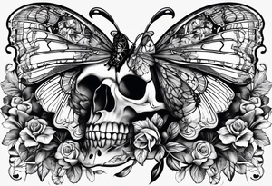 Skull bones on butterfly tattoo idea