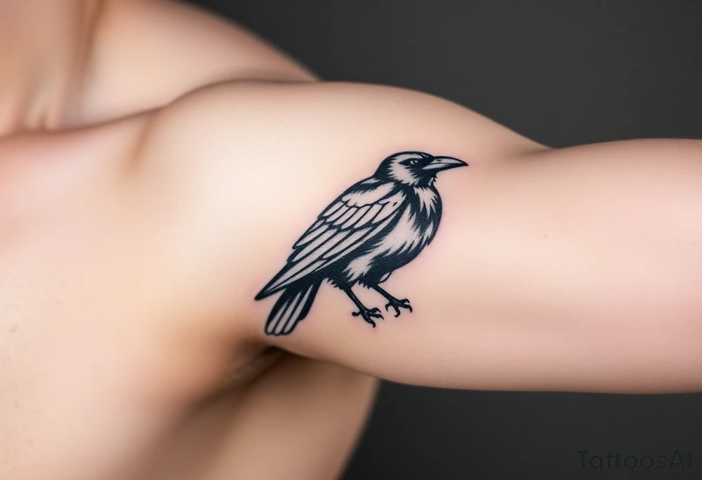 Geometric Perched Raven with linework around it. tattoo idea