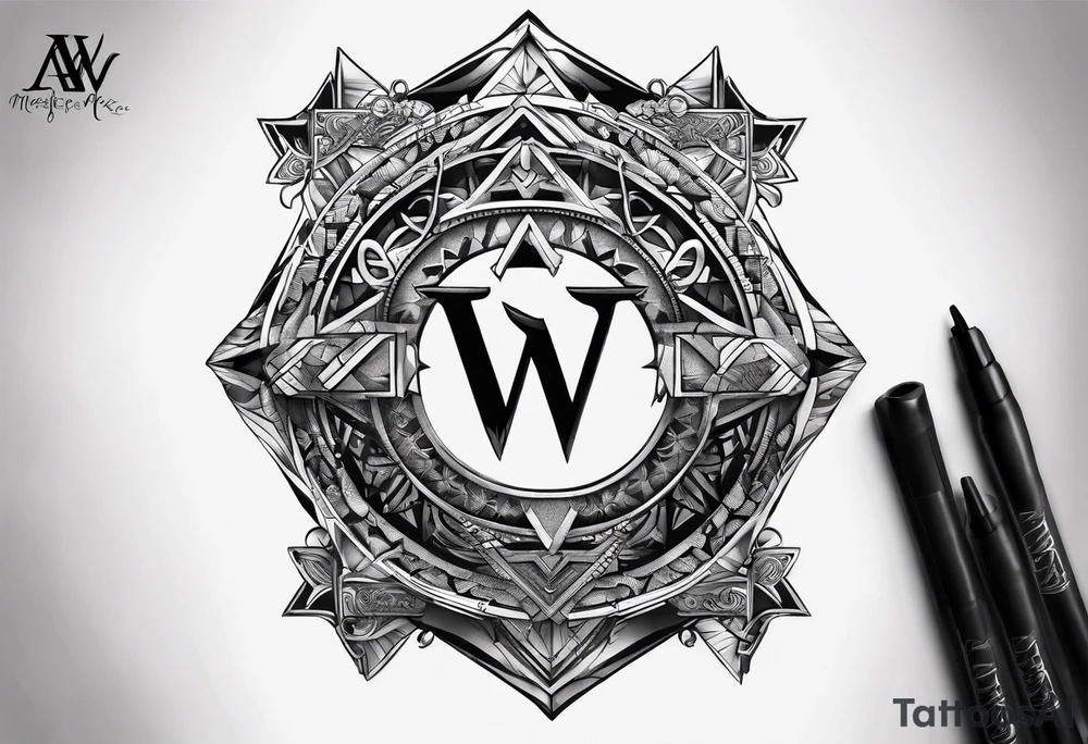 the letters A W R in the middle of a ninja headband tattoo idea