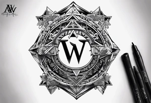 the letters A W R in the middle of a ninja headband tattoo idea