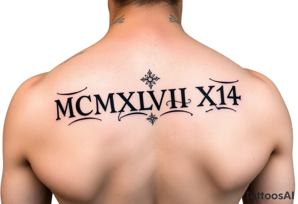 put MCMXLVII XIV on a forarm tattoo idea
