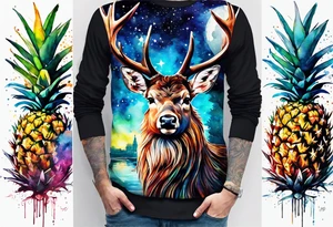 Stag, watercolour, birds, Amsterdam canal, Animals, amsterdam, pineapples, space, galaxy, canal tattoo idea